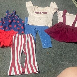 little Girls Mixed Clothing Lot - Red, Pink, Blue Pieces